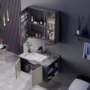 Set mobili da bagno ZAKYNTHOS, 80 cm, 2 pezzi, mobili da bagno grigio e crema Titolo predefinito Alessandro Design