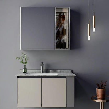 Set mobili da bagno ZAKYNTHOS, 80 cm, 2 pezzi, mobili da bagno grigio e crema Titolo predefinito Alessandro Design