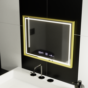 Oglinda LED Rectangulara, 80x60cm, Verite Royale Gold MotionGlow Marcello, Sistem Dezaburire, Ceas & Termometru, Dimabila Oglinzi Marcello Default Title Alessandro Design