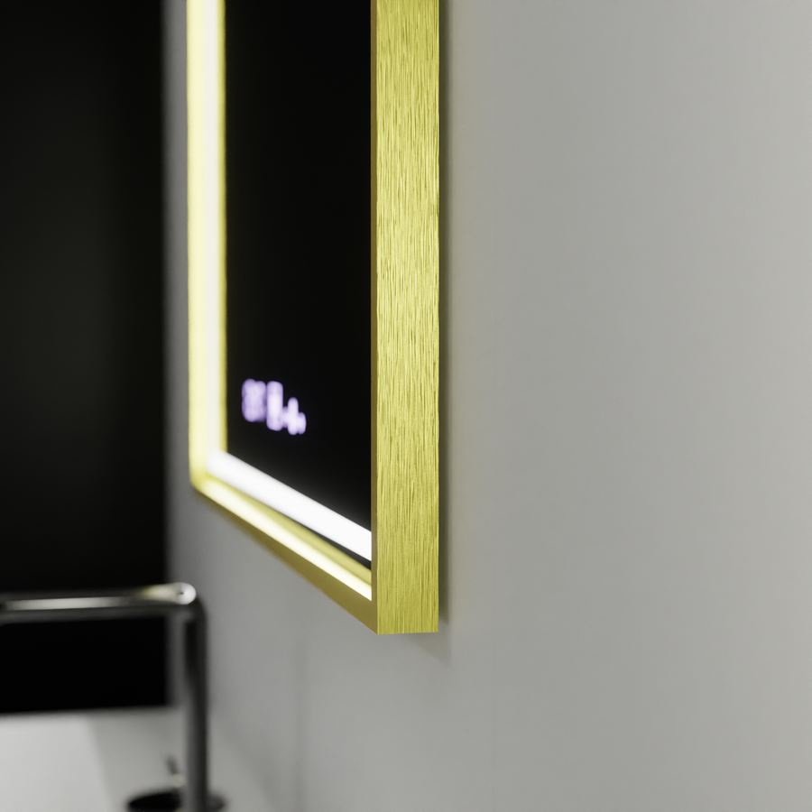 Specchio RAYNA Touch LED, 60x80 cm, funzione Demist, cornice oro spazzolato Specchi Korman E Titolo predefinito Alessandro Design