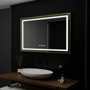 Oglinda LED Rectangulara, 100x80cm, Verite Royale Gold Motion Glow Marcello, Sistem Dezaburire, Ceas & Termometru, Dimabila Oglinzi Marcello Default Title Alessandro Design