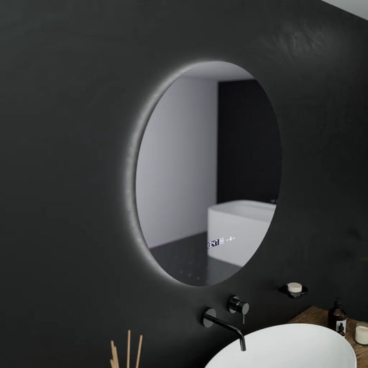 Specchio rotondo a LED, 60 cm, Serenite MotionGlow Marcello, sistema antiappannamento, orologio e termometro, specchi dimmerabili Marcello Titolo predefinito Alessandro Design