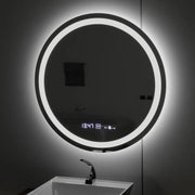 Specchio rotondo a LED, diametro 50 cm, Celeste MotionGlow Marcello, sistema antiappannamento, orologio e termometro, dimmerabile, luce calda neutra fredda 3000K/4000K/6000K Marcello Mirrors Titolo predefinito Alessandro Design