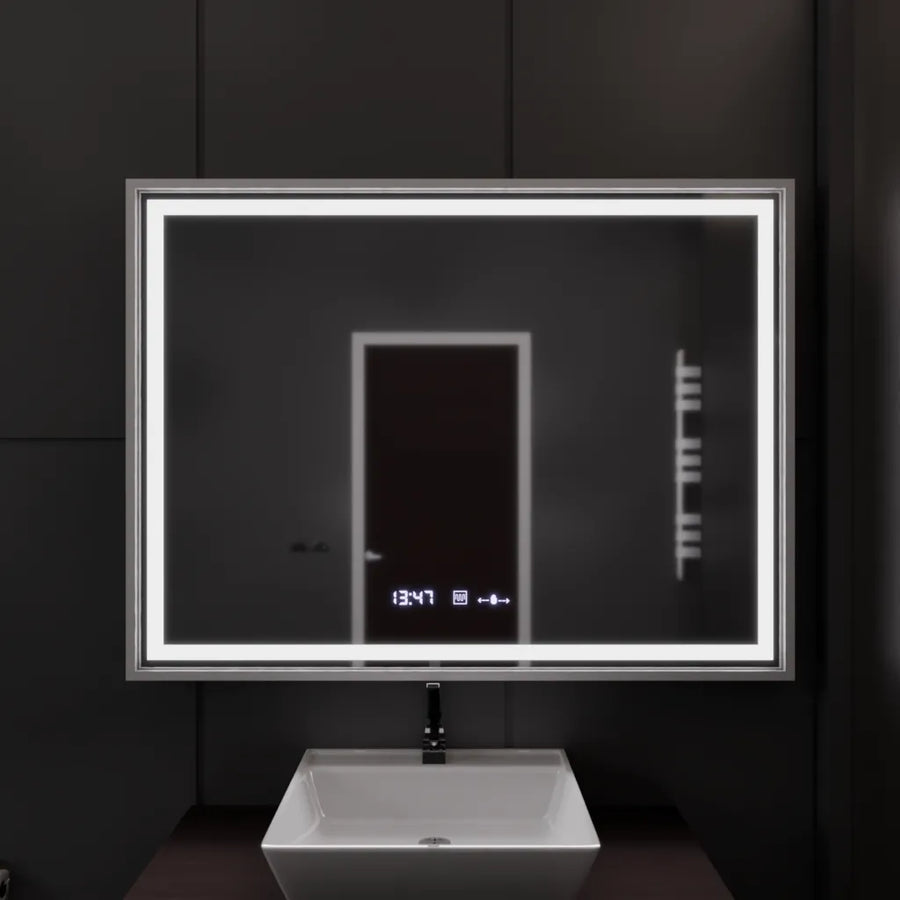 Oglinda LED Rectangulara, 120x80cm, Verite Imperial Silver Motion Glow Marcello, Sistem Dezaburire, Ceas & Termometru, Dimabila Oglinzi Marcello Default Title Alessandro Design