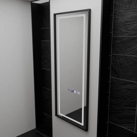 Specchio rettangolare a LED, 60x150 cm, sensore radar Bianca Marcello, sistema antiappannamento, orologio e termometro, Dimabila, Dressing Couture Dressing Mirrors Titolo predefinito Alessandro Design