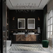 Specchio rettangolare a LED, 50x70 cm, Verite Royale Gold Motion Glow Marcello, sistema antiappannamento, orologio e termometro, specchi dimmerabili Marcello Titolo predefinito Alessandro Design