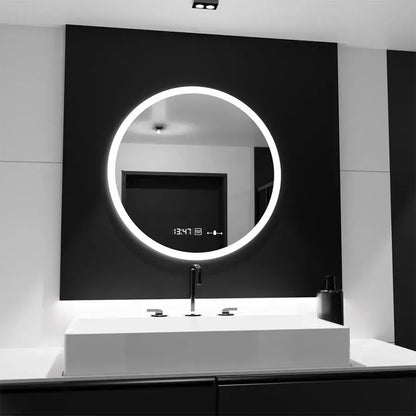 Specchio rotondo a LED, 70 cm, Elysee MotionGlow Marcello, sistema antiappannamento, orologio e termometro, specchi Dimabila Marcello Titolo predefinito Alessandro Design