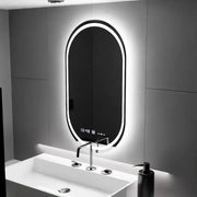 Specchio ovale a LED, 60x80 cm, Eminence MotionGlow Marcello, sistema antiappannamento, orologio e termometro, specchi Marcello dimmerabili Titolo predefinito Alessandro Design