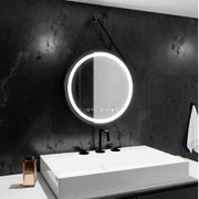 Specchio rotondo a LED, 50 cm, Celeste Majeste Noir Eleve MotionGlow Marcello, sistema antiappannante, orologio e termometro, specchi dimmerabili Marcello Titolo predefinito Alessandro Design