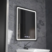 Specchio LED rettangolare, 75x90 cm, Favola MotionGlow Marcello, Sistema Demister, Orologio e Termometro, Dimmerabile
