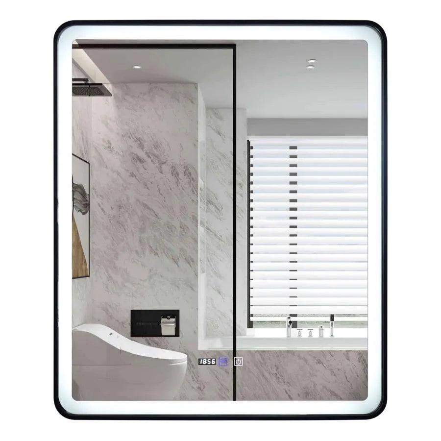 Specchio rettangolare a LED 70x90 cm EDGE Touch Demister System, specchi con cornice nera Korman E Titolo predefinito Alessandro Design