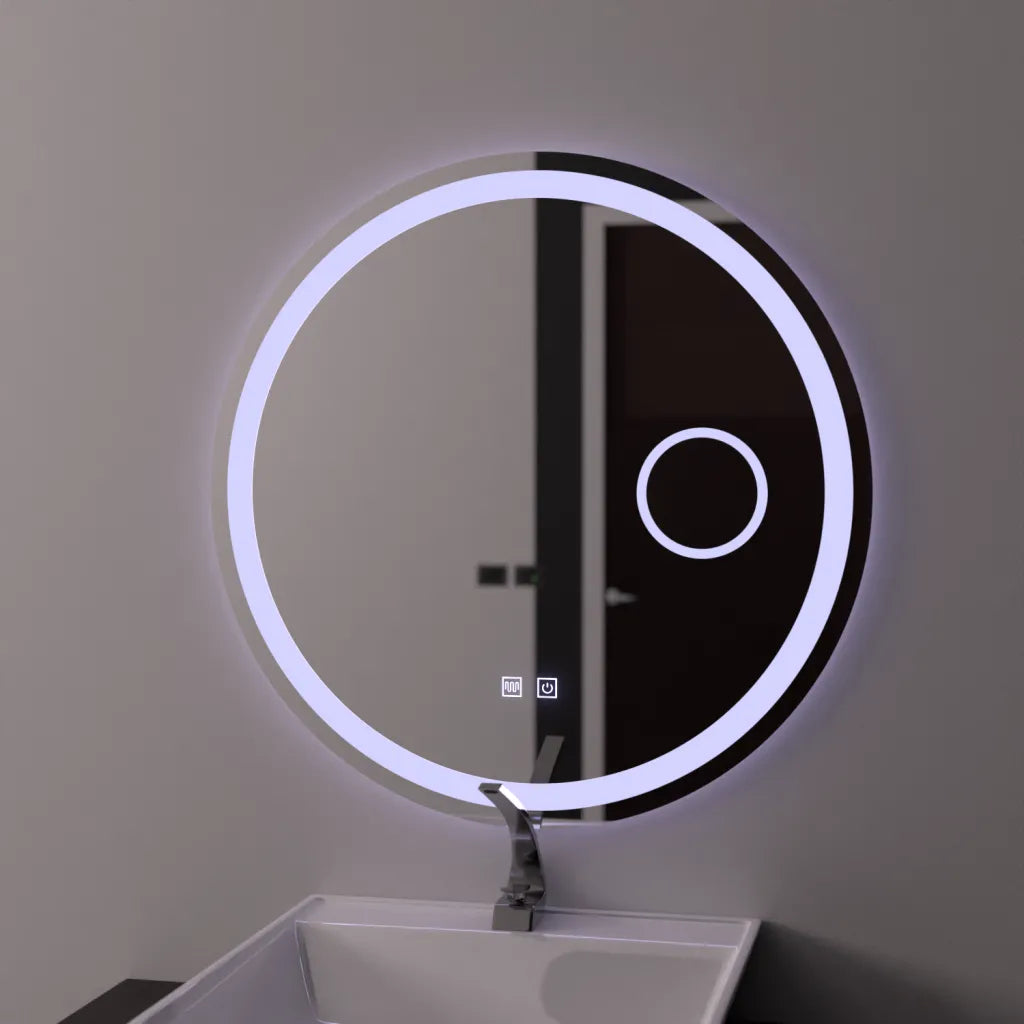 Specchio rotondo a LED 70 cm, Touch Luxor, sistema antiappannante, specchio da bagno dimmerabile con LED e antiappannante Titolo predefinito Alessandro Design