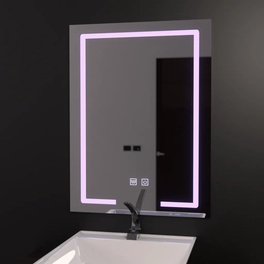 Specchio rettangolare a LED 60x80 cm, Touch Vesta, sistema antiappannamento, specchio da bagno dimmerabile con LED e antiappannamento Titolo predefinito Alessandro Design