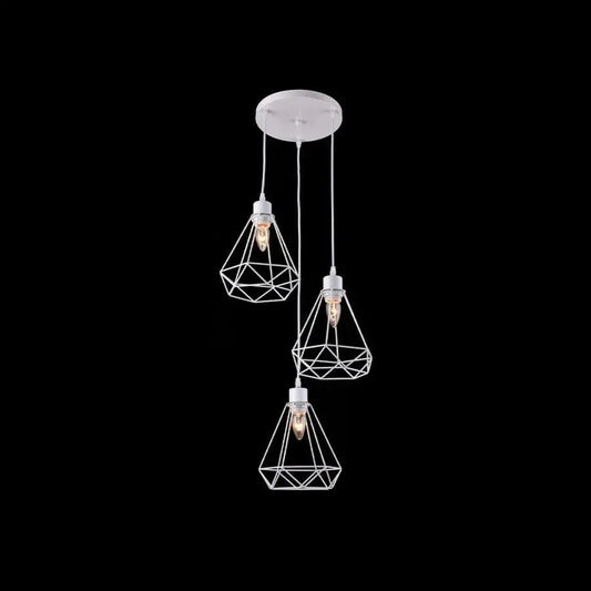 Lampadario a forma di diamante, STRUTTURA, 3xE27, Bianco, Lampadari industriali in metallo Titolo predefinito Alessandro Design