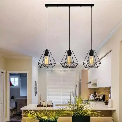 Lampadario a forma di diamante, STRUTTURA, 3xE27, Nero, Lampadari industriali in metallo Titolo predefinito Alessandro Design