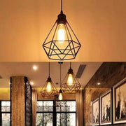 Lampadario a forma di diamante, STRUTTURA, 1xE27, Nero, Lampadari industriali in metallo Titolo predefinito Alessandro Design