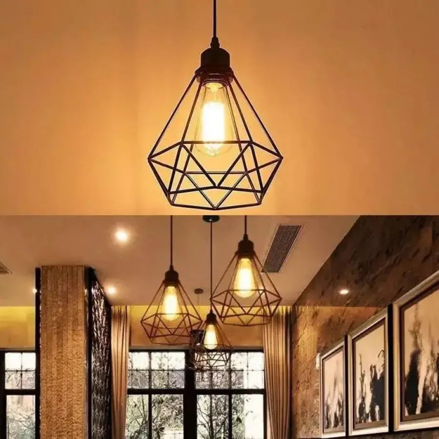 Lampadario a forma di diamante, STRUTTURA, 1xE27, Nero, Lampadari industriali in metallo Titolo predefinito Alessandro Design