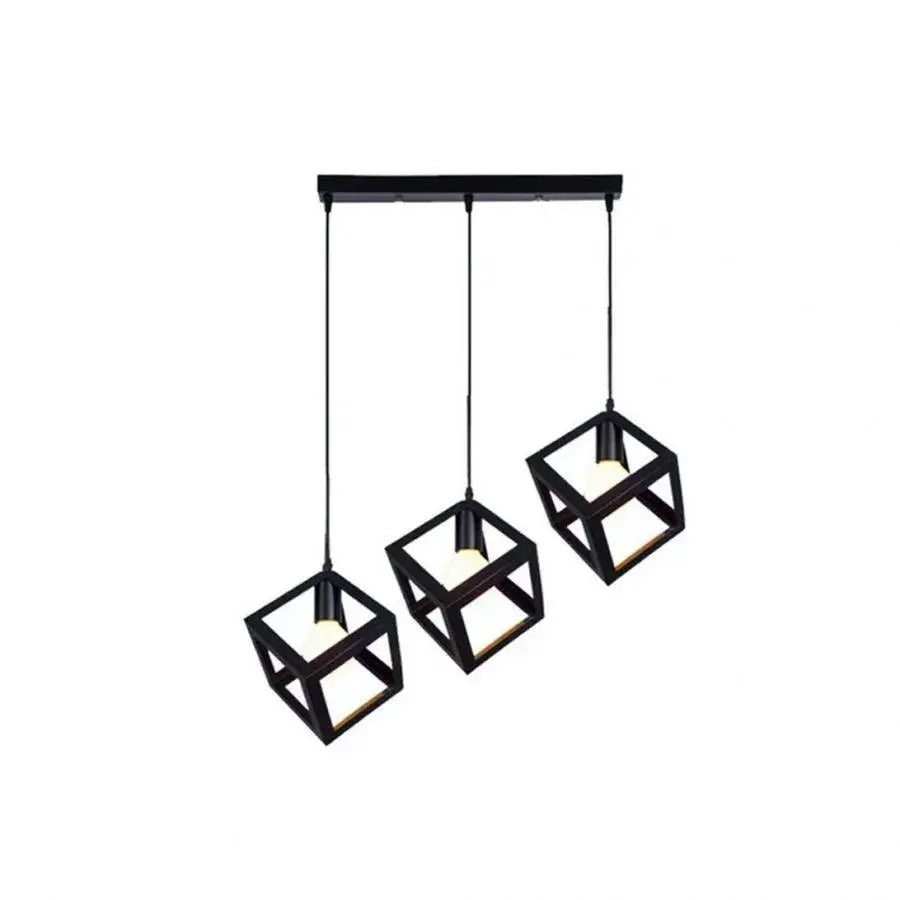 Lampadario a forma di cubo, STRUKTUR Linear Trio, 3x E27, Nero, Lucentezza del metallo Titolo predefinito industriale Alessandro Design