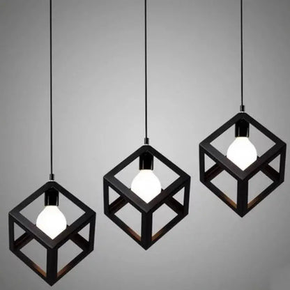 Lampadario a forma di cubo, STRUKTUR Linear Trio, 3x E27, Nero, Lucentezza del metallo Titolo predefinito industriale Alessandro Design