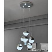 Lampadario LED a Sospensione con Telecomando JEREMIAS 63W, 6 Elementi, Luce Fredda/Calda/Neutra, Dimmerabile, Argento, Altezza Regolabile Lampadari Moderni Titolo predefinito Alessandro Design