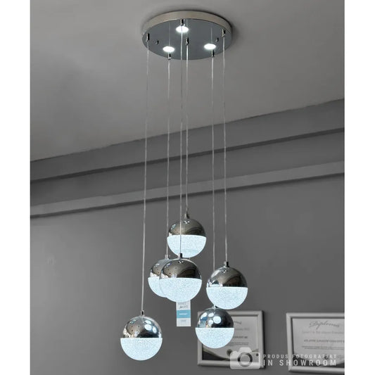 Lampadario LED a Sospensione con Telecomando JEREMIAS 63W, 6 Elementi, Luce Fredda/Calda/Neutra, Dimmerabile, Argento, Altezza Regolabile Lampadari Moderni Titolo predefinito Alessandro Design