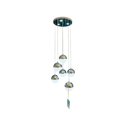 Lampadario LED a Sospensione con Telecomando JEREMIAS 63W, 6 Elementi, Luce Fredda/Calda/Neutra, Dimmerabile, Argento, Altezza Regolabile Lampadari Moderni Titolo predefinito Alessandro Design