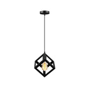Lampadario a forma di cubo, STRUKTUR Uno, 1x E27, Nero, Sospeso, Lucentezza del metallo Titolo predefinito industriale Alessandro Design