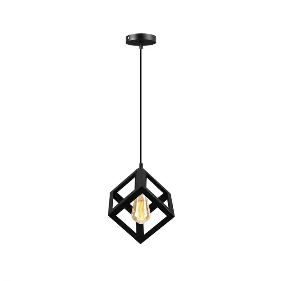 Lampadario a forma di cubo, STRUKTUR Uno, 1x E27, Nero, Sospeso, Lucentezza del metallo Titolo predefinito industriale Alessandro Design