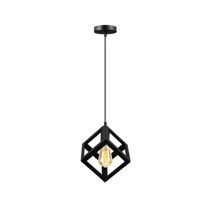 Lampadario a forma di cubo, STRUKTUR Uno, 1x E27, Nero, Sospeso, Lucentezza del metallo Titolo predefinito industriale Alessandro Design