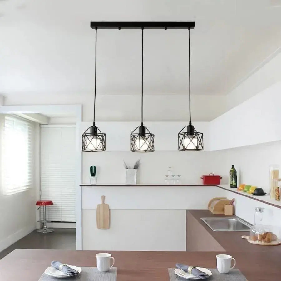Lustre Forma Prism, Geo Trio, 3 x E27, Nero, Metallo Lustre Industrial Titolo predefinito Alessandro Design