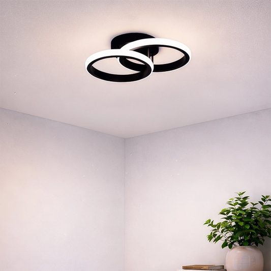Lampadario LED VERTEX CIRCULA 21W, 2 Cerchi, Strutture in Metallo, Luce Fredda/Calda/Neutra 3000K/4000K/6000K, Nero, Lampadari LED in metallo Titolo predefinito Alessandro Design