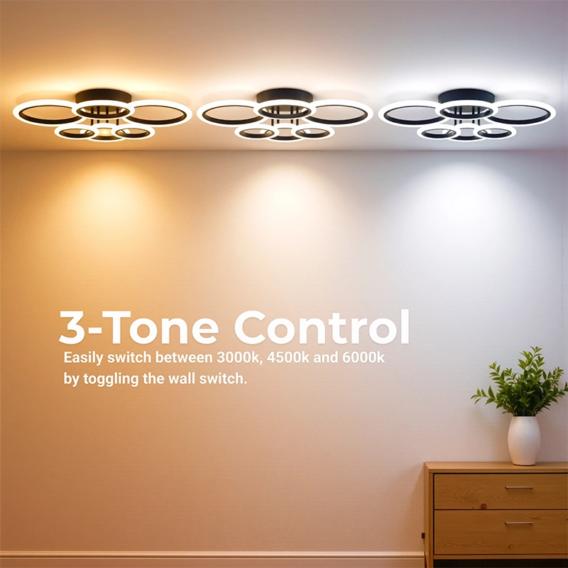 Lampadario LED con Telecomando BETTY 82W, 6 Cerchi, Luce Fredda/Calda/Neutra, Dimmerabile, Lampadari LED Neri con Telecomando Titolo predefinito Alessandro Design