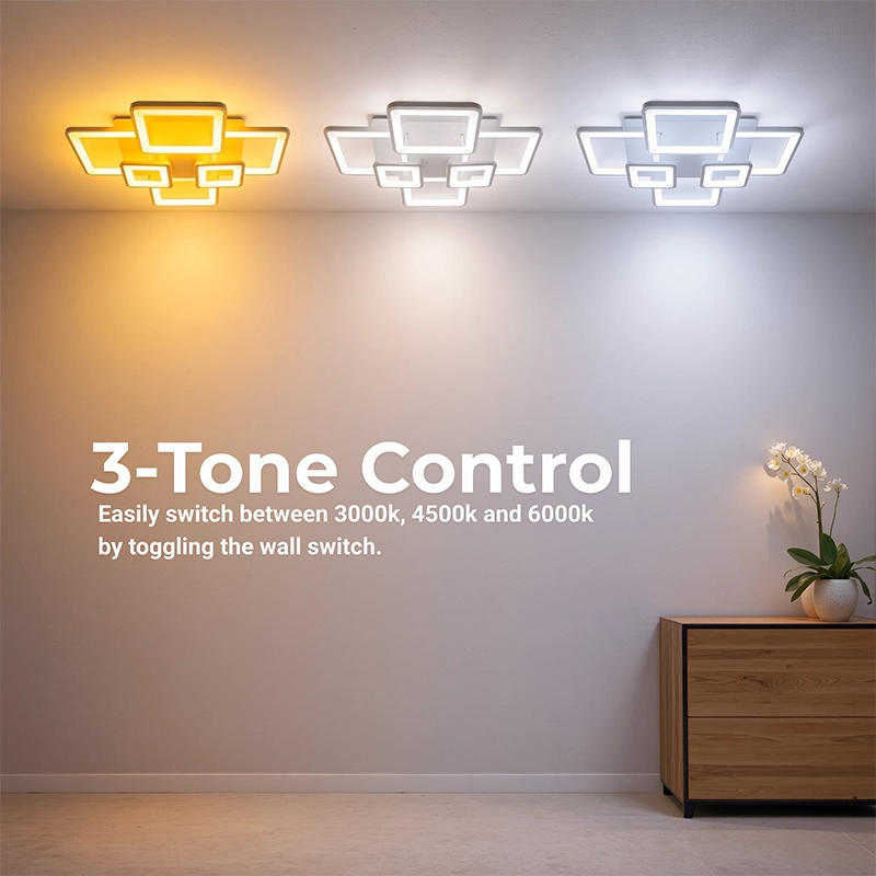 Lampadario a LED con telecomando ELLA 119W, 6 Quadrati, Luce Fredda/Calda/Neutra, Dimmerabile, Lampadario a LED Bianco con telecomando Titolo predefinito Alessandro Design