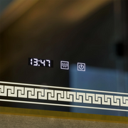 Specchio LED Touch Bruno Demister System, Orologio e Temperatura 60x80 cm Cornice Oro Spazzolato, S84/60X80 Specchi Korman S Titolo predefinito Alessandro Design