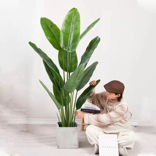 Pianta artificiale Uccello del Paradiso (Strelitzia Nicolai), 16 foglie, senza vaso, 180 cm Piante artificiali verdi da interno Titolo predefinito Alessandro Design
