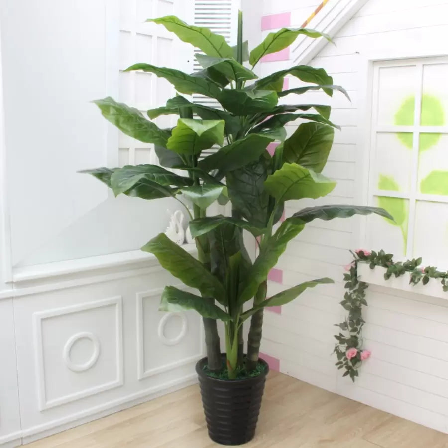 Pianta artificiale di banana giapponese, 4 rami, senza vaso, 180 cm, verde. Titolo predefinito Alessandro Design