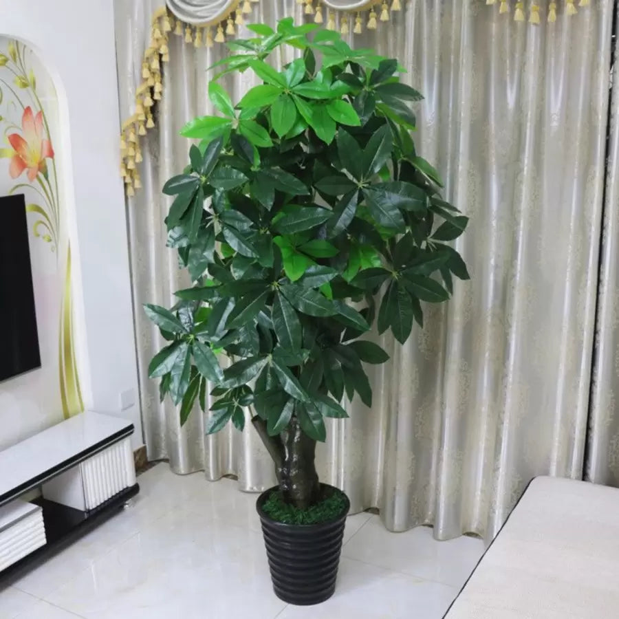 Pianta artificiale Albero della fortuna (Pachira Aquatica), senza vaso, 150 cm Verde Titolo predefinito Alessandro Design