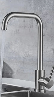 Baterie Bucatarie Monocomanda Pipa Pivotanta Cartus Ceramic Inox Satinat Racorduri Kit Fixare Incluse CF002
