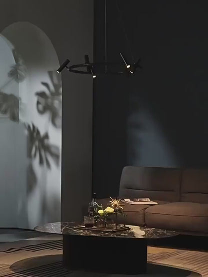 Lampadario LED Harman, 29W, 8 Sorgenti, Luce Neutra, Nero