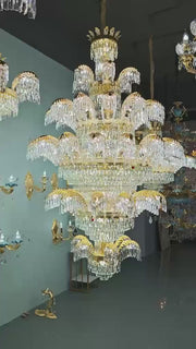 Lampadario in Cristallo CC8043/600H1800GD, Diametro 60cm, Altezza 180cm, Oro Lucido, Altezza Regolabile, Design Elegante