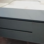 Set di mobili da bagno SANTORINI, mobile lavabo + mobile a specchio 80 cm, 2 pezzi, grigio e bianco