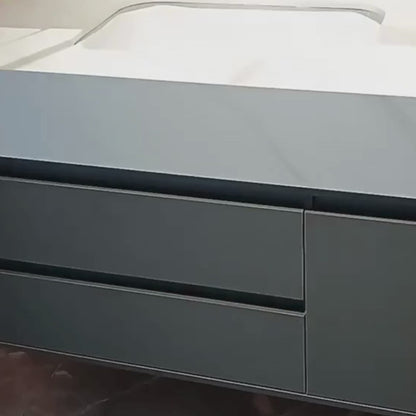 Set di mobili da bagno SANTORINI, mobile lavabo + mobile a specchio 80 cm, 2 pezzi, grigio e bianco