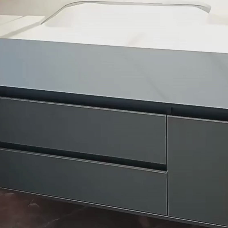Set di mobili da bagno SANTORINI, mobile lavabo + mobile a specchio 80 cm, 2 pezzi, grigio e bianco