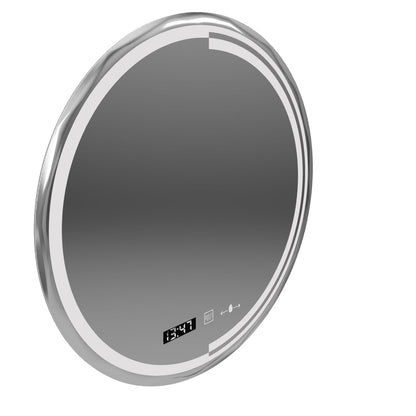 Specchio rotondo a LED, 60 cm, sensore Consuel Marcello MotionGlow, sistema antiappannamento, orologio e termometro, dimmerabile