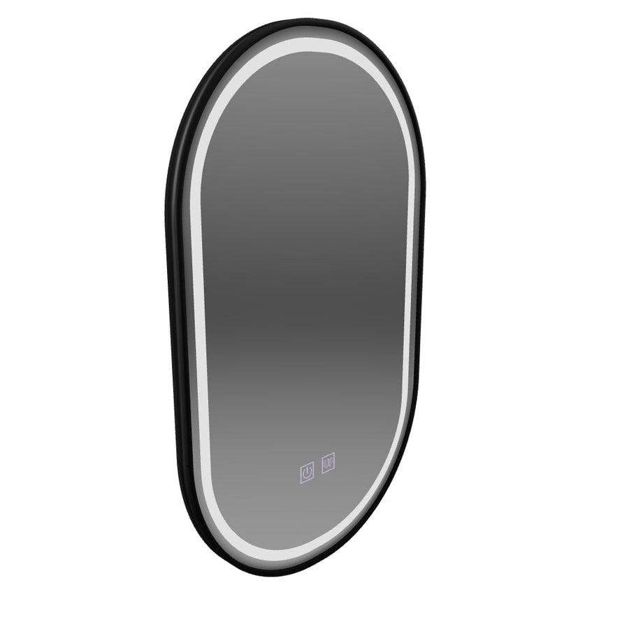 Oglinda LED Ovala 50x100cm VETRO Touch Sistem Dezaburire Dimabila, Rama Neagra