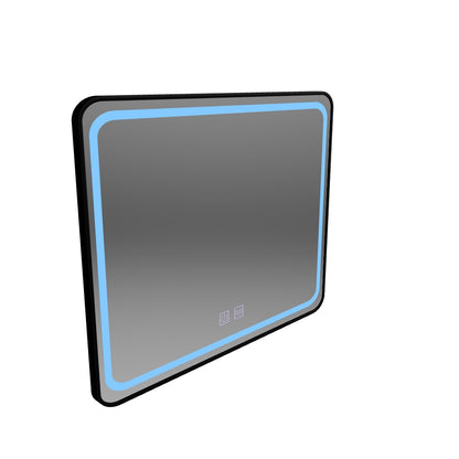 Oglinda LED Rectangulara 80x60cm – EDGE Touch Sistem Dezaburire, Rama Neagra