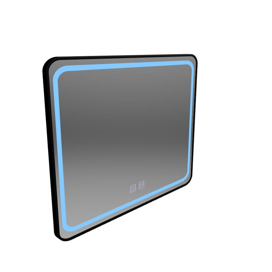 Oglinda LED Rectangulara 80x60cm – EDGE Touch Sistem Dezaburire, Rama Neagra