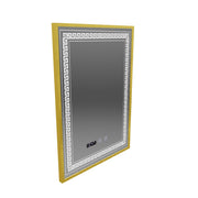 LED Mirror Touch Bruno De-fogging System, Clock and Temperature 60x80 cm Brushed Gold Frame, S84/60X80