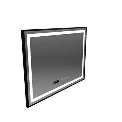 Oglinda LED Rectangulara, 100x80cm, Verite Majeste Noir MotionGlow Marcello, Sistem Dezaburire, Ceas, Dimabila