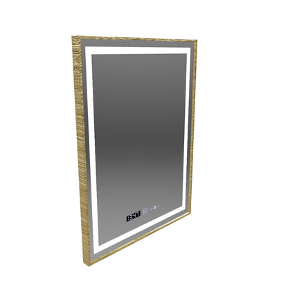 Oglinda LED Rectangulara, 60x80cm, Verite Royale Gold MotionGlow Marcello, Sistem Dezaburire, Ceas & Termometru, Dimabila